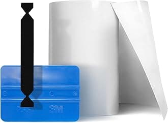 Clear Gloss Paint Protection Bulk Vinyl Wrap Film 8" Roll Including 3M Squeegee and Black Felt Applicator (8" x 60")