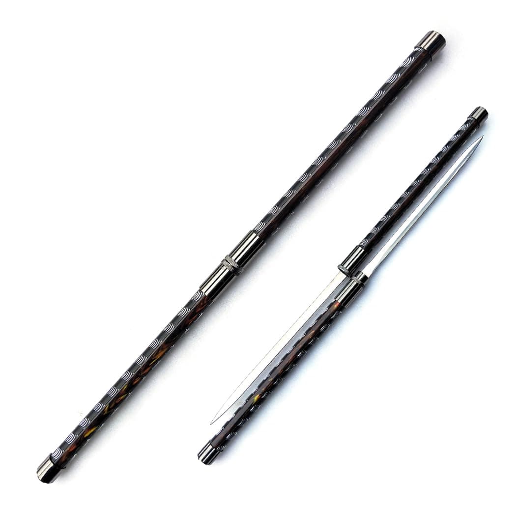 TheBoneEdge 2Pcs 30.5" Double Blade Interlocking Samurai Ninja Sword Set Spear Blade