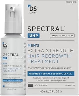 DS Labs Spectral.UHP 5% Minoxidil Hair Density Serum - Extra Strength Topical Formula for Thicker-Looking Hair, Targets Thinning at the Crown Area, With Nanosome Technology, 60mL
