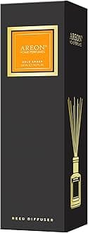 Areon Home Fragrance Luxury Perfume Reed Diffuser + 10 Rattan Reeds, Gold Amber PSL07 150ml