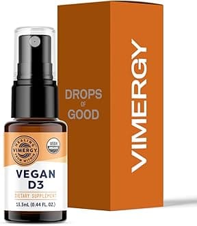 USDA Organic Vegan Vitamin D3 Extract, 96 Servings – Supports Strong Bones & Healthy Immune System – Alcohol Free Liquid Vitamin D3 Drops - Gluten-Free, Non-GMO, Kosher, Vegan & Paleo (15 ml)