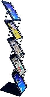 JAISHTEC A4 iron Portable Freestanding Magazine Rack, Metal Zigzag Catalogue/Magazine,Literature Stand Rack,Black