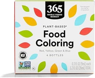 Plant-Based Food Coloring (Red, Yellow, Green & Blue Bottles), GLuten-Free, 0.3 Fl Oz Each, 1.2 Fl Oz Total