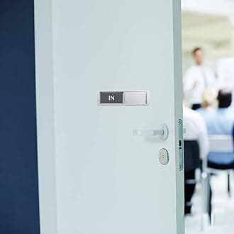 In or Out Sign,In Out Door Signs for Office Status,Slider Door Indicator Tells Whether In or Out, 7'' x 2'' - Grey&White