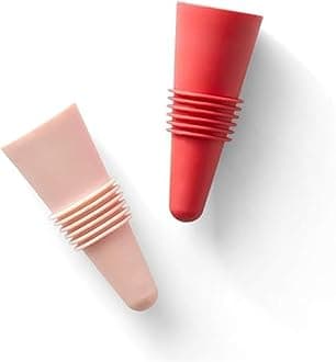 Rabbit Rabbit Wine and Beverage Bottle Stoppers with Grip Top (Pink, Set of 2)
