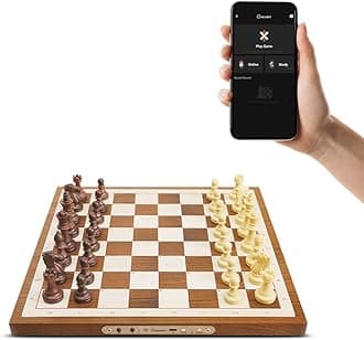 Air Electronic Chess Set, A magnificently Handcrafted Wooden Chess Board with Extra Queens,LEDs, AI Adaptive Electronic Chess Set Game and App with Computer Chess Board