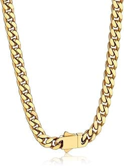 Mens Stainless Steel Chain Necklaces 5/7/9/12MM Chunky Miami Cuban Link Chain Necklace Silver/Gold Plated/Black Chains for Men 18"-30"