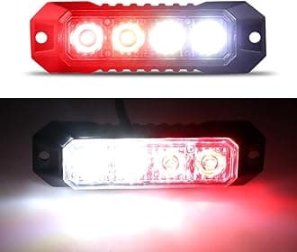 LED Emergency Strobe Flashing Grille Strobe Lights for Trucks 4LED Surface Mount Strobe Warning Emergency Flashing White Light For Car Truck Van Off Road Vehicle ATV SUV