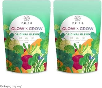 Dr.Su Glow X Grow-The Original Blend Powder Pack Of 2|Probiotics,Antioxidants And High Fiber For Hair And Skin|Men And Women|No Added Sugar|No Preservatives|No Added Colour
