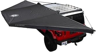 Overland Vehicle Systems XD Nomadic 180 - Awning, Universal, Black Body, Black Trim with Black Travel Bag - Black Out Technology - Built in LED Lighting
