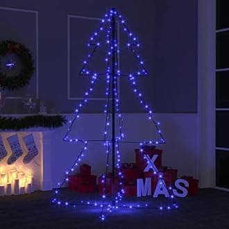 LED Christmas Cone Tree Light with 200 Blue LEDs Indoor and Outdoor, Outdoor Christmas Decoration for Porch, Yard, Garden, Patio, Backyard, Holiday Seasonal Decoration 38.6"x59.1"