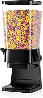 Cereal Dispenser Countertop with lids, 5L Organization and Storage Containers for Kitchen and pantry, Rice Dispenser for food, Cereal, Beans, Nuts, Snack,Oatmeal, Dog Food, Bird Seed, Black, 1Pc