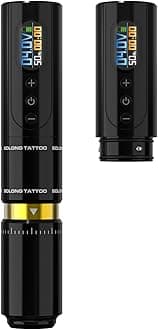 Tattoo Machine with Two Fast Charging Batteries Digital LED Display Rotary Tattoo Pen for Artists Black