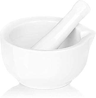 LEETOYI Porcelain Mortar and Pestle, Ceramic Herb Grinder Pill Crusher Set (4.6 inch)