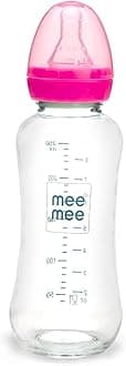 Mee Premium Glass Feeding Bottle, 240 Ml, Pink