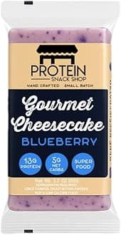 Protein Snack Shop Gourmet Keto Cheesecake Dessert Bars - 5g Net Carbs - Real Cream Cheese - Gluten Free - Diabetic & Celiac Friendly (10 bars) (Blueberry)