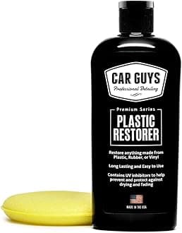 CAR GUYS Plastic Restorer | Bring Plastic, Rubber, and Vinyl Back to Life! | User Friendly Trim Restorer | Safe Auto Detailing Supplies | 8 Oz Kit with Foam Applicator