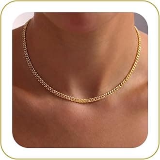 Tewiky Gold Chain Necklace for Women, 14k Gold Plated Thin Beaded Wave Box Chain Necklace Dainty Gold Necklace Simple Layered Gold Choker Necklaces Minimalist Gold Link Chain Necklace Trendy Jewelry for Women