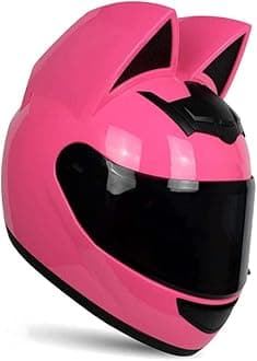 Adult Personalized Cat Ear Motorcycle Helmet,Men and Women Cool Cat Locomotive Motorcycle Full Face Helmet,DOT/FMVSS-218 Certification Standard,Suitable for All Seasons