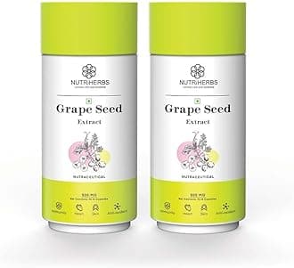 NUTRiHERBS Grape Seed Extract Capsules 500mg - Potent Antioxidant Supplement for Skin & Hair Health, Anti-Aging Support, and Immune Boost - 90 Vegan Capsules