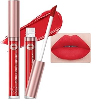 Mordant Red Matte Liquid Lipstick Lipgloss for Women, Highly Pigmented Rich Colors Lip Stain, Matte Larga Duracion 24 Hour Lipstick Lip Stains Not Fade Waterproof Lipstick Makeup 15#