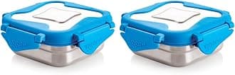 STEELLOCK Smart Stainless Steel Tiffin Lunch Box for Kids and Adults | Airtight & Leakproof | Square Tiffin Box for School & Office with Steel Lid | Blue 250 ml 2 pc
