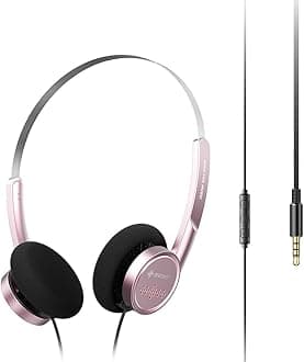 Snowsky Wind 3.5mm ON-Ear Headphones for Recording Gaming with Microphone, 40mm Diaphragms Driver,HiFi Sound (Pink)