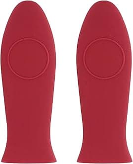 2 Pack Silicone Pan Handle Sleeve, Heat Resistant Cast Iron Skillet Handle Covers for Pots and Pans, Assist Handle Holder Grip for Kitchen Frying Griddles Cookware (Red)