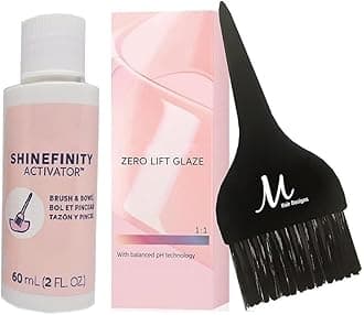 Shinefinity Zero Lift Glaze 00/89 Blue Demi-Permanent Hair Color 2 Ounce, Shinefinity Activator 2 oz and M Hair Designs Tint Brush (Bundle)