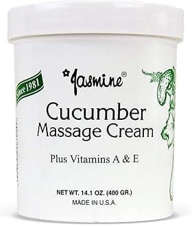 Jasmine Cucumber Massage Cream. Keep Your Face and Body Fresh and Soft with Anti-Aging Therapy Cream. Have Deeply Moisturized and Nutrition on Your Skin. Organic Cucumber Extract. [400 g / 14.1 Oz]