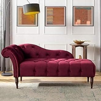 Wood Handmade Two Seater Wooden Velvet Luxury Couch Button Tufted Storage Chaise Lounge Sofa Settee Sofa Diwan for Home Living Room Office Bedroom Colour (Maroon)