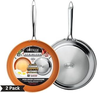 2 Pack 10" and 11" Nonstick Frying Pan Set, Stainless Steel Skillet With Induction Base, Egg Pan, Oven/Dishwasher Safe, Non-Toxic