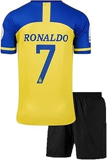 GenericRonaldo 7 Football Jersey with Black Shorts(Kid's, Boy's& Men)