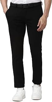 Peter EnglandMen's Slim Fit Mid Rise Formal Stretchable Knit Super Trouser | Comfort Lycra | 360-Degree Stretch