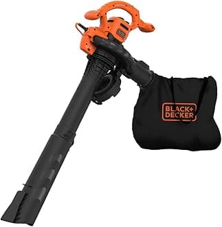 BLACK+DECKER 3-in-1 Electric Blower/Vacuum/Mulcher, 2600W, 315 km/h Blowing Speed, 40L Collection Bag, Quick-Release, Efficient Impact Shredder, ECO Friendly, Black/Orange - BEBLV260-GB