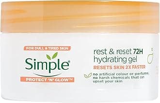 Simple Protect 'N' Glow Rest and Reset 72h Hydrating Gel cruelty-free, vegan moisturiser to enhance glowing skin 50 ml