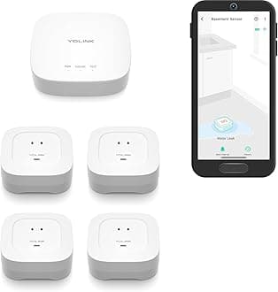 YoLink Water Leak Starter Kit: Hub + 4 Leak Sensor 4 (105 dB Siren), LoRa Long-Range, App/SMS/Email Alerts, D2D Offline, 2 AAA Up to 5-Year Battery, Compatible with Alexa/IFTTT/Home Assistant
