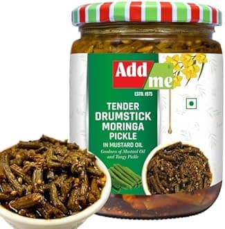 Add Me Homemade Tender Drumstick Moringa Pickle in mustard Oil 500g, sehjan ka achar 500gm Glass Pack