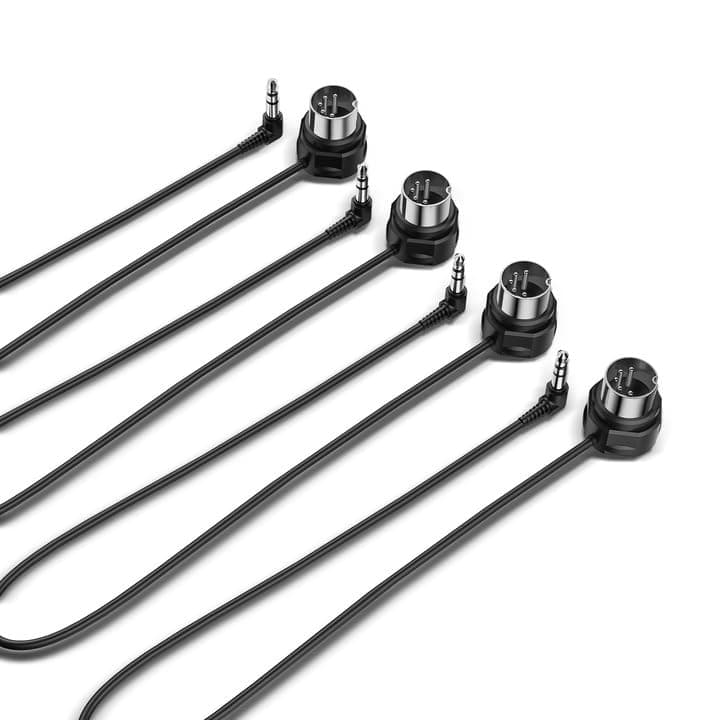 TRS MIDI Cable 4-Pack - TRS Type A (3.5mm - 1/8”) to 5-pin DIN, 1FT / 30CM, Low-Profile - Right Angle Ultra-Thin Plugs for Compact Spaces - Ideal for Synths & Pedalboards