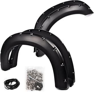 G-PLUS Fender Flares, Compatible with 1999-2007 Ford F250 F350 Super Duty, (Does Not Fit Dually Models), Smooth Pocket Rivet Bolt Style Protection Guards Cover 4pcs