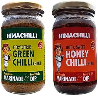 HIMACHILLI Traditional - Green Chilli Chukh and Honey Chilli Chukh - Pack of 2, (Each Bottel 200gm)