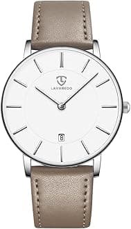 Watch, Mens Watch, Minimalist Fashion Simple Wrist Watch Analog Date with Leather Strap