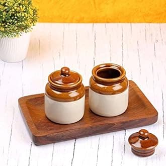 Jar For Pickle, Ceramic Barni Container - 300ML Pack of 2