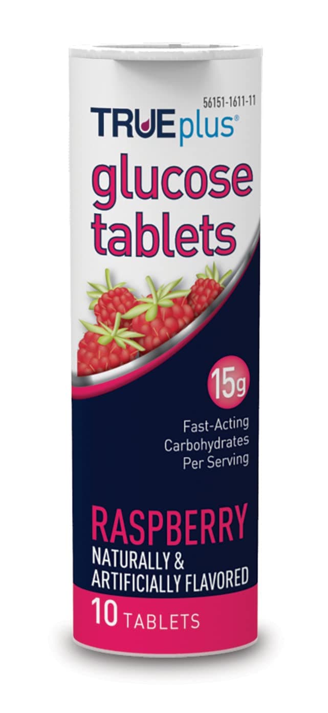 Nipro Trueplus Glucose Tablets for Hypoglycemia (Raspberry, 10 Tabs)