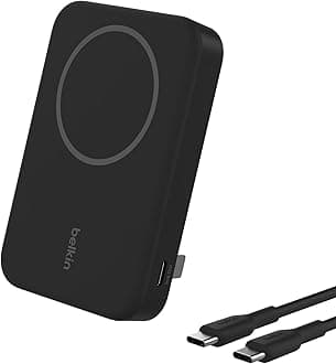 Portable Charger, Wireless Power Bank 15W 8000 mAh w/ Qi2 - MagSafe Charger w/Built-in Pop-up Kickstand - iPhone 17, Air, Pro, Pro Max, AirPods, Apple Watch, Google Pixel 10, etc. - Black