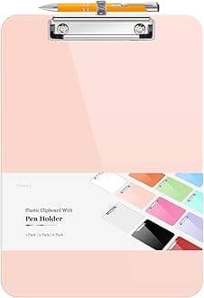 Sooez Plastic Clipboard with Pen Holder, [10% Thicker] Clip Boards 8.5x11 with Low Profile Clip, Cute Hanging Clipboard, Standard Letter Size A4 for Women Teacher, Office & School Supplies