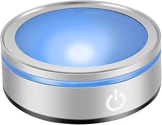 IFOLAINA LED Light Base Lighted Display Stand for Crystal 3D Photo Glass Art Tumbler RGB Multicolor Lighting Round Pedestal USB Battery Operated - Flat