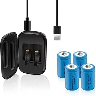 Rechargeable 3.7v 14250 Battery with Charger, 4 Pack Lithium Ion 1/2 AA Size Batteries Can Replace 3.6 Volt LS 14250, ER14250, 3v CR14250 Battery for Laser