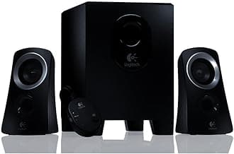Z313 2.1 Multimedia Speaker System with Subwoofer, Full Range Audio, 50 Watts Peak Power, Strong Bass, 3.5mm Audio Inputs, UK Plug, PC/PS4/Xbox/TV/Smartphone/Tablet/Music Player - Black