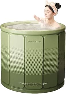 jessie Portable Foldable Bathtub for Adults PVC SPA Soaking Standing Bath Tub for Shower Stall, Freestanding Non-Inflatable Hot Ice Bath Tub with Thickened Thermal Foam to Keep Temperature